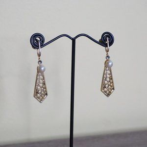 2/$30 - Vintage Gold and Pearl Dangle Earrings